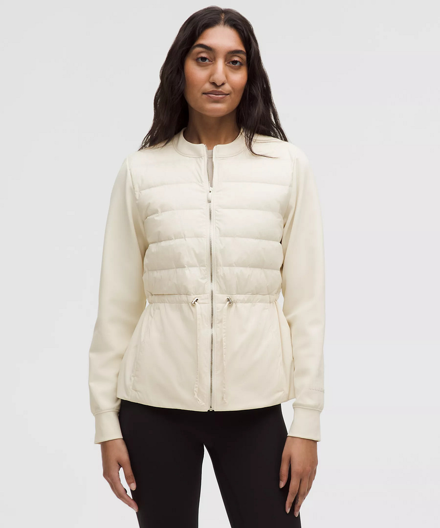 Down-Filled Cinch-Waist Jacket Ivory