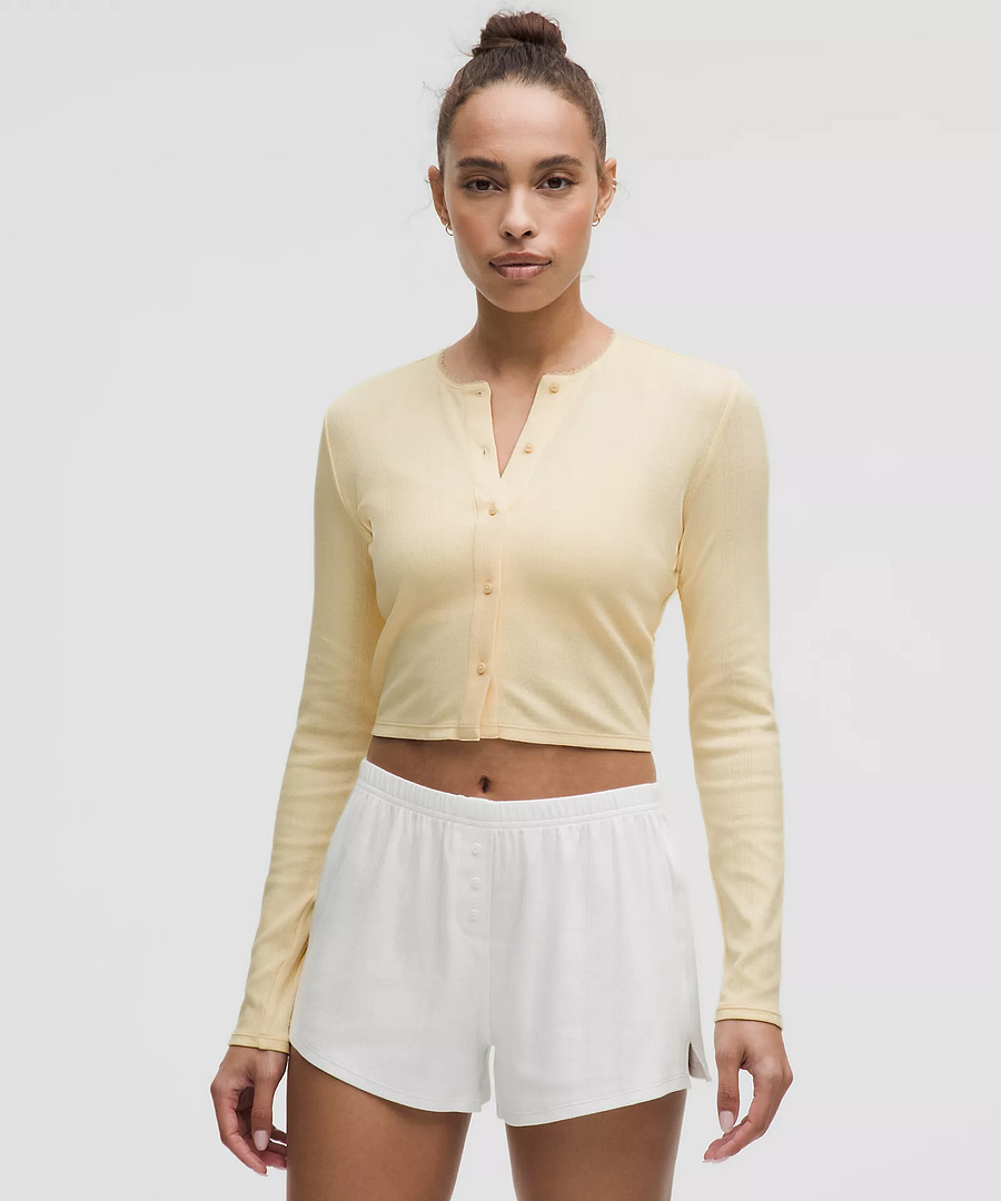 Cotton Pointelle Cropped Button Shirt