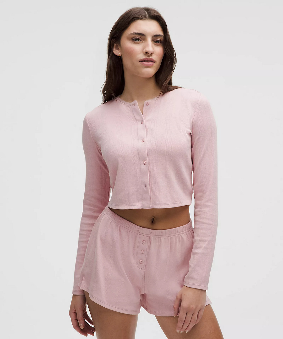 Cotton Pointelle Cropped Button Shirt