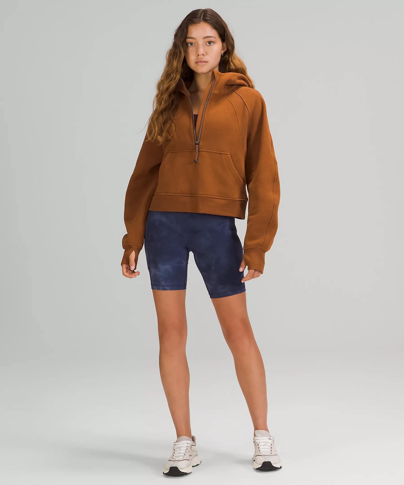 Scuba Oversized 1:2 Zip Hoodie copper brown 2