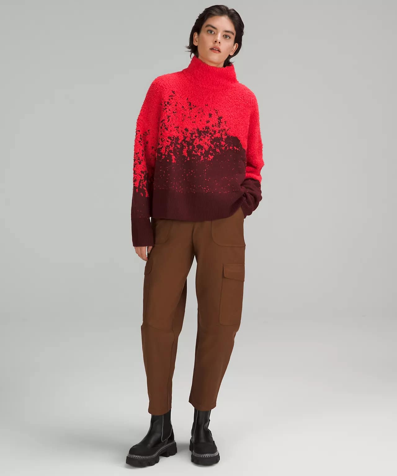 Ombre Knit Textured Turtleneck