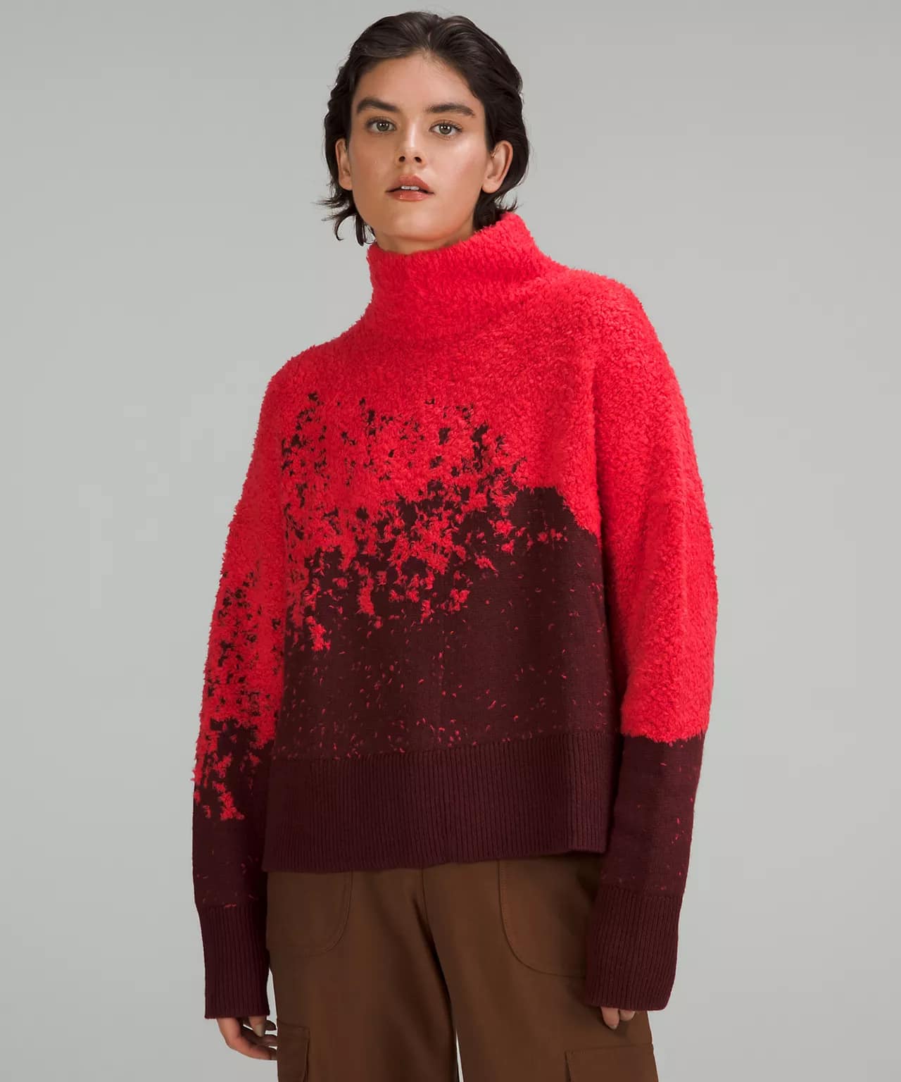 Ombre Knit Textured Turtleneck