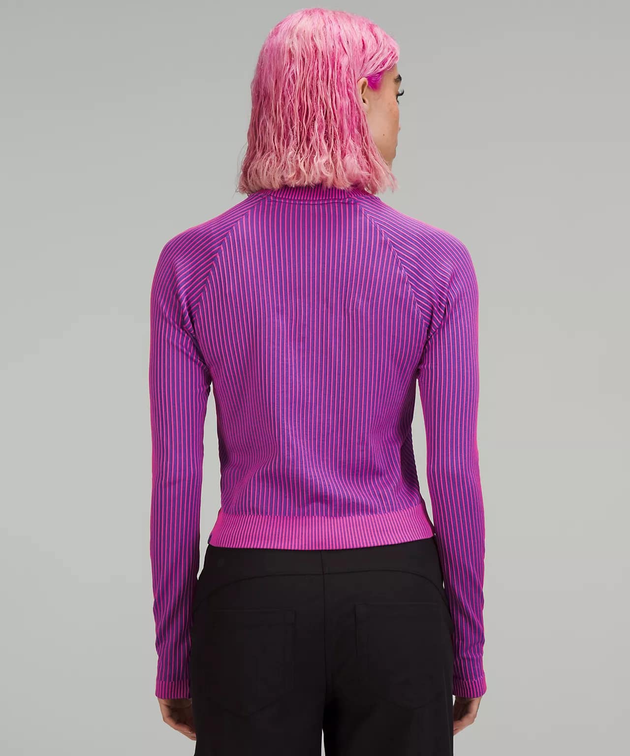 Rest Less Cropped Half Zip color rib psychic:sonic pink