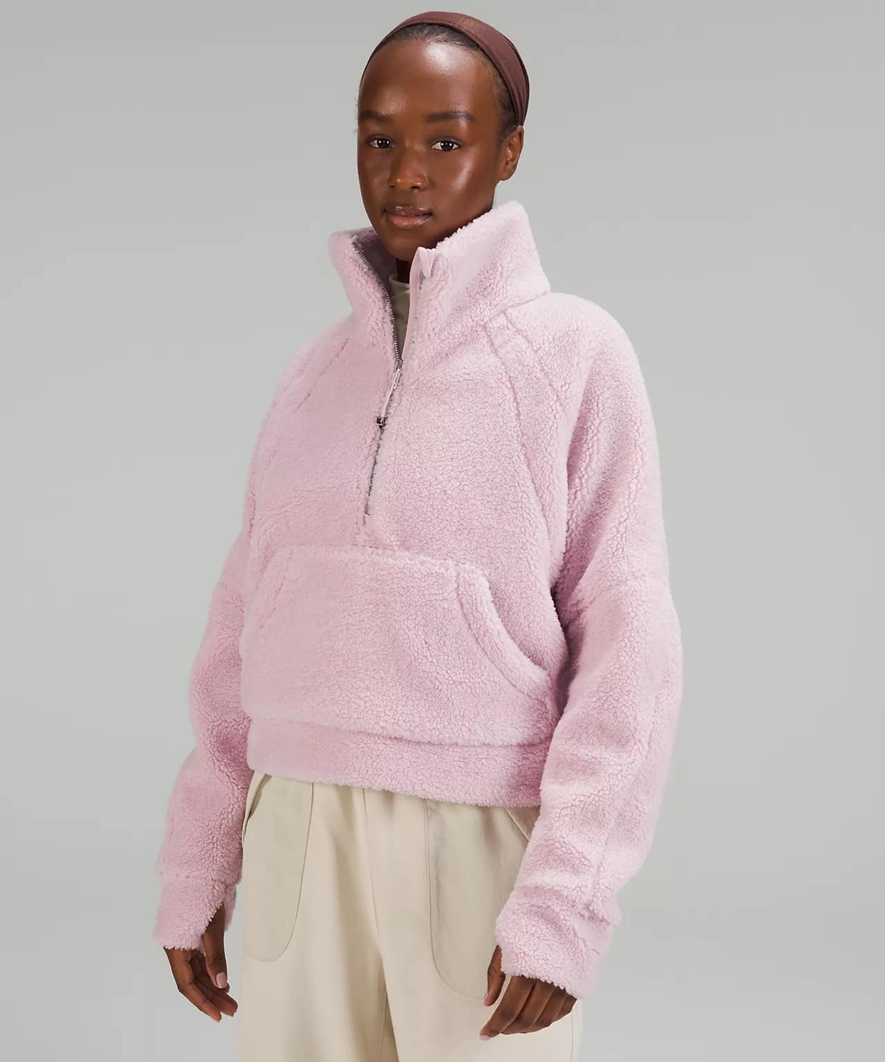 Scuba Oversized Fleece Funnel Neck - pink peony - lululemon fleece pullover