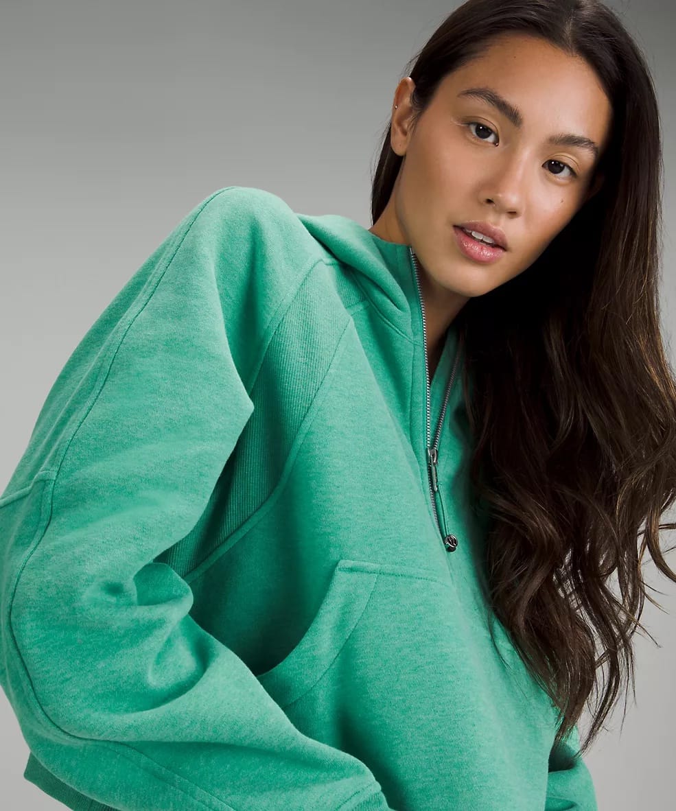 scuba oversized half-zip hoodie heathered maldives green