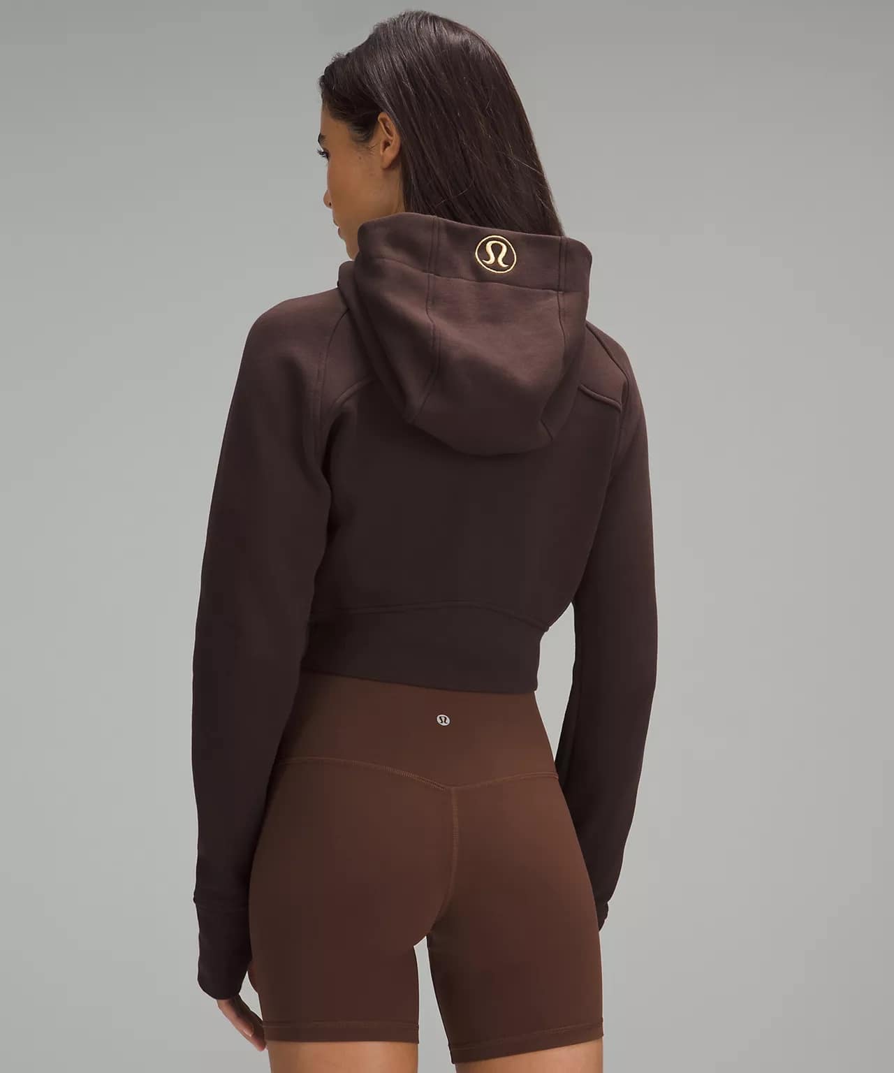 Scuba Full-Zip Cropped Hoodie espresso 3