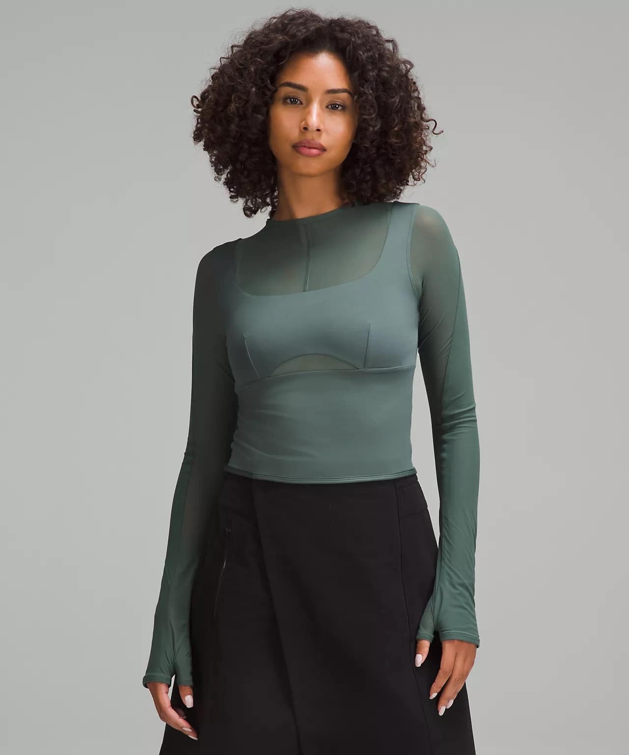 Mesh Mixed Long-Sleeve Shirt
