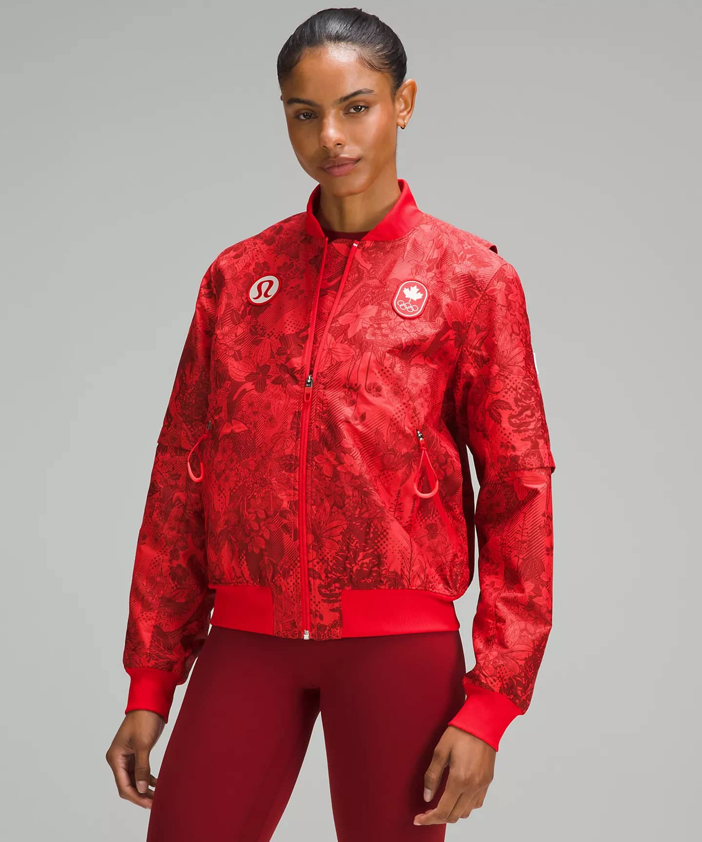 Team Canada Women's Vented Jacquard Bomber Jacket COC Logo